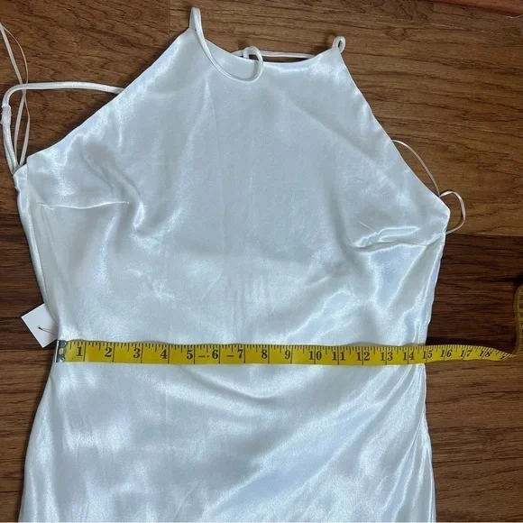 Bardot Slip Dress Large US 8 Mila Cowl Back Orchid White Midi Slit Satin Bridal - Picture 7 of 11